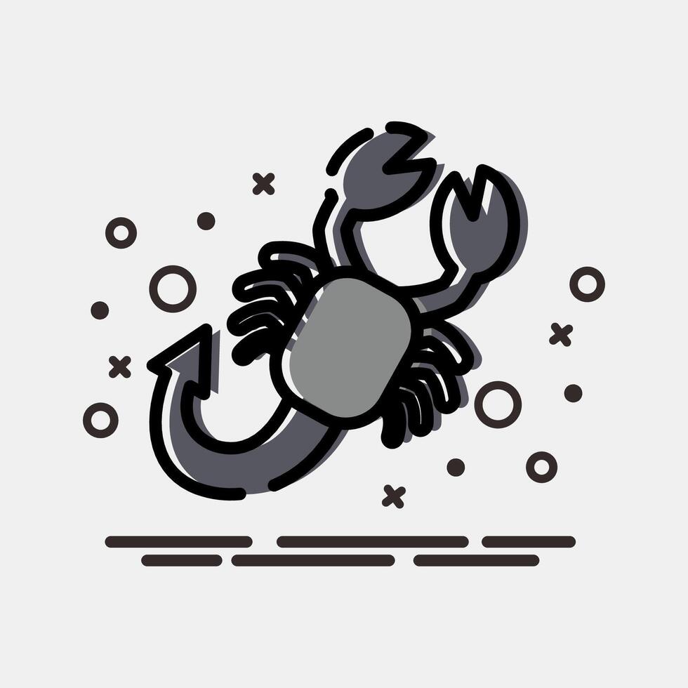 Icon scorpio the scorpion. Zodiac horoscope elements. Icon in MBE style. vector