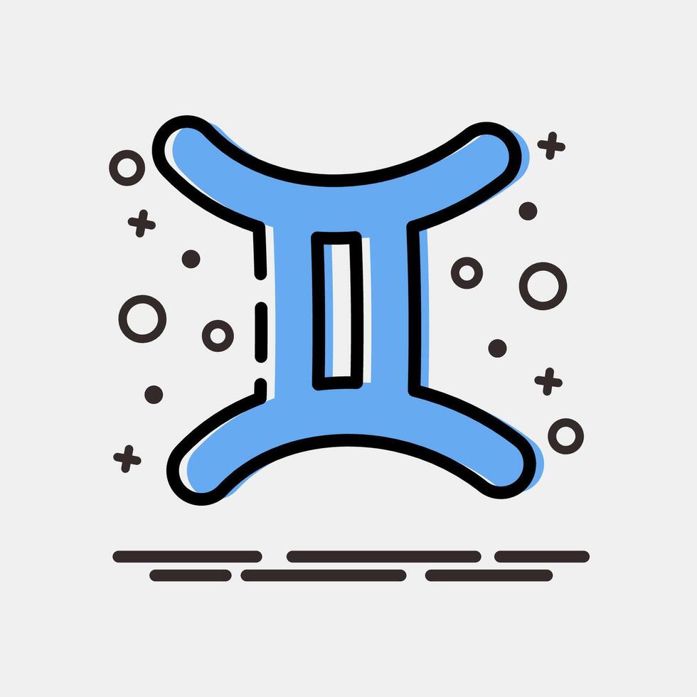 Icon gemini. Zodiac horoscope elements. Icon in MBE style. vector