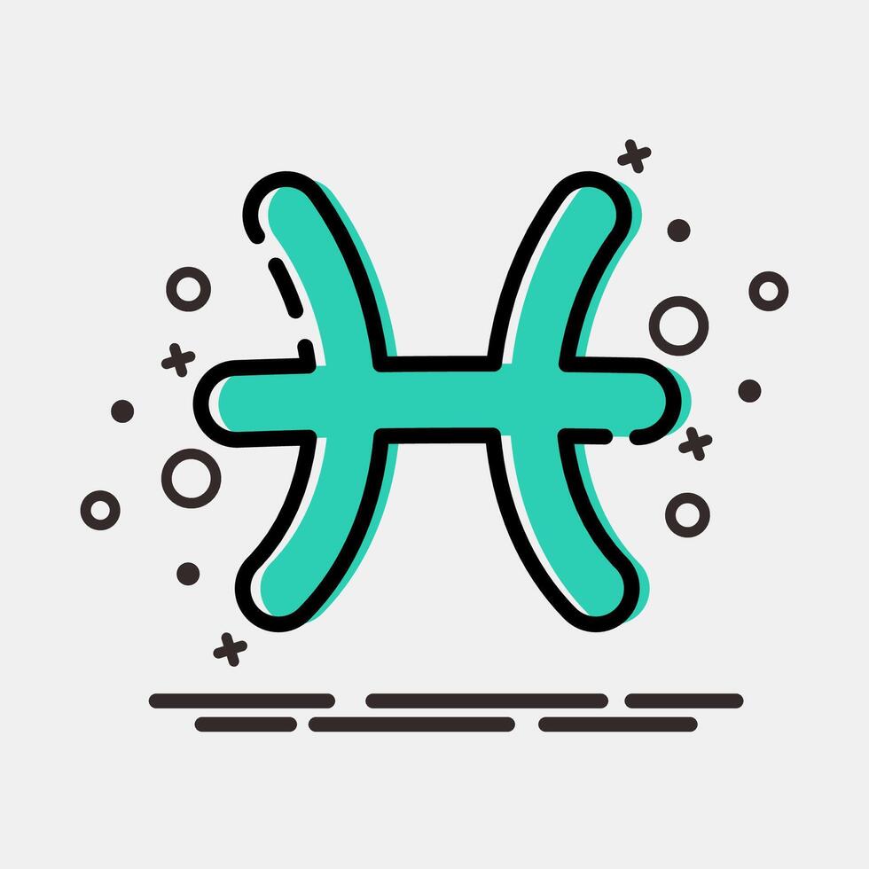 Icon pisces. Zodiac horoscope elements. Icon in MBE style. vector
