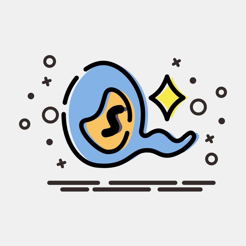 Icon virgo the virgin. Zodiac horoscope elements. Icon in MBE style. vector