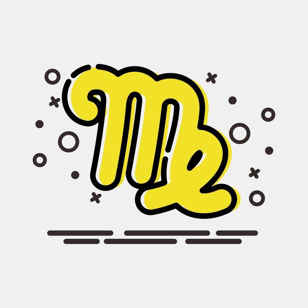 Icon virgo. Zodiac horoscope elements. Icon in MBE style. vector