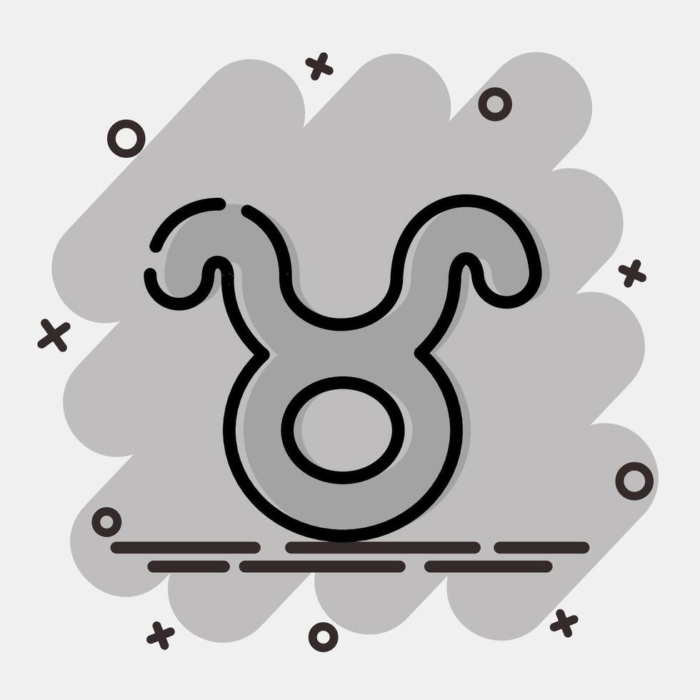 Icon taurus. Zodiac horoscope elements. Icon in comic style. vector
