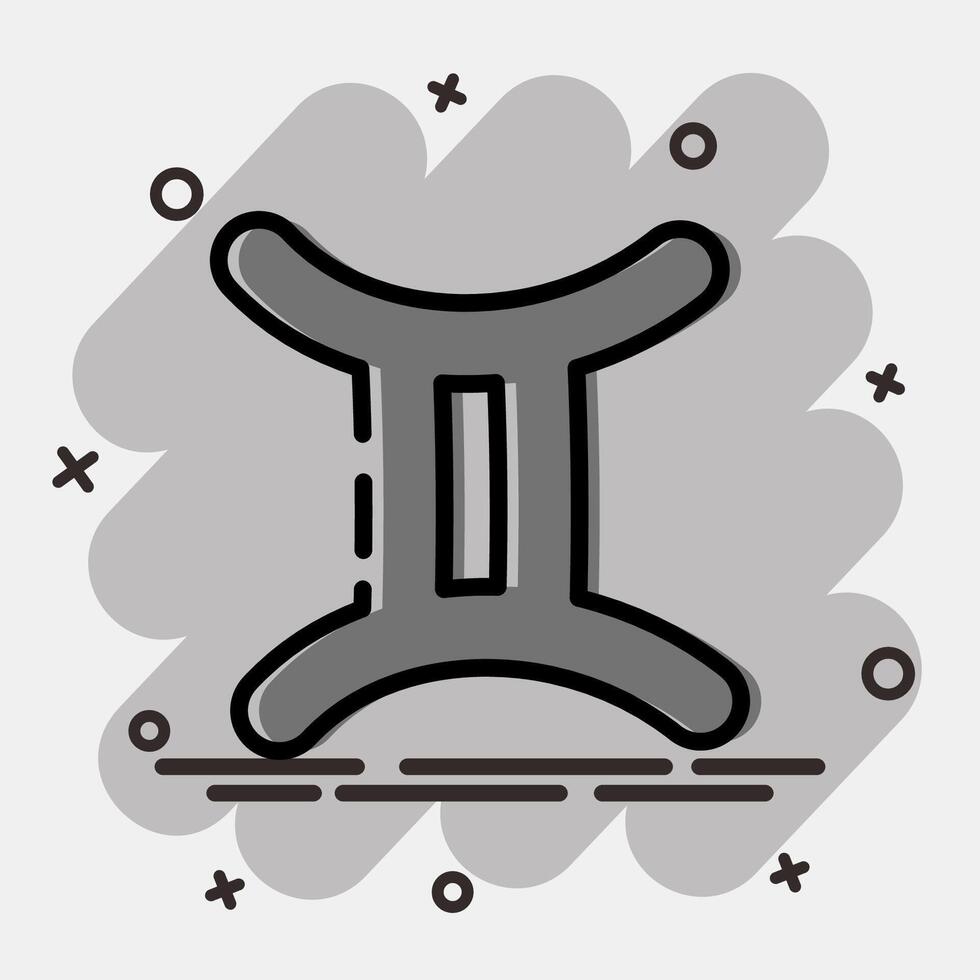 Icon gemini. Zodiac horoscope elements. Icon in comic style. vector