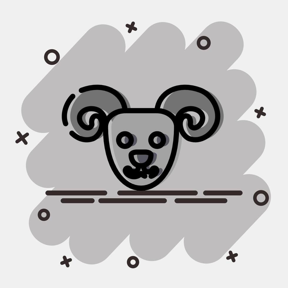 Icon aries the ram. Zodiac horoscope elements. Icon in comic style. vector