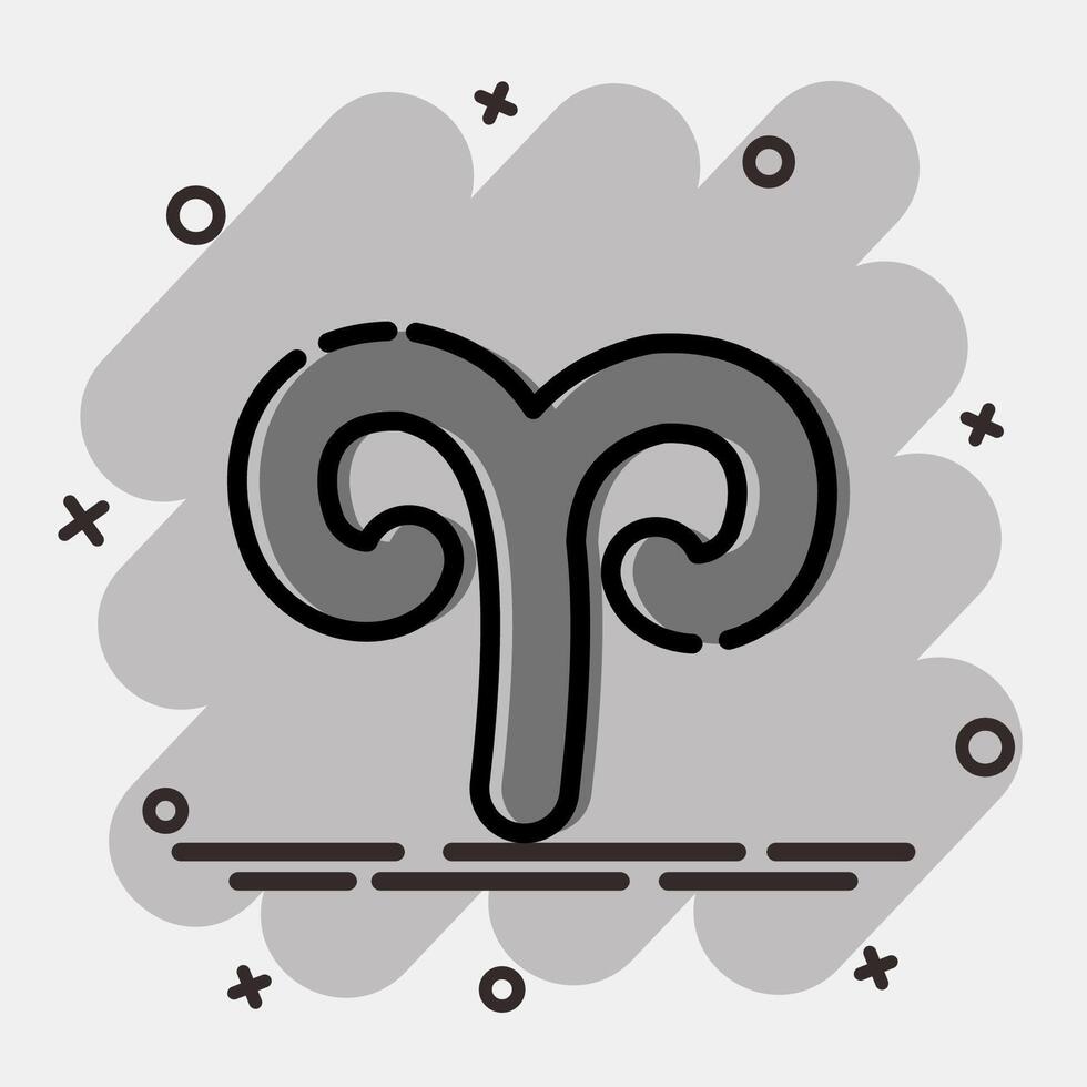 Icon aries. Zodiac horoscope elements. Icon in comic style. vector