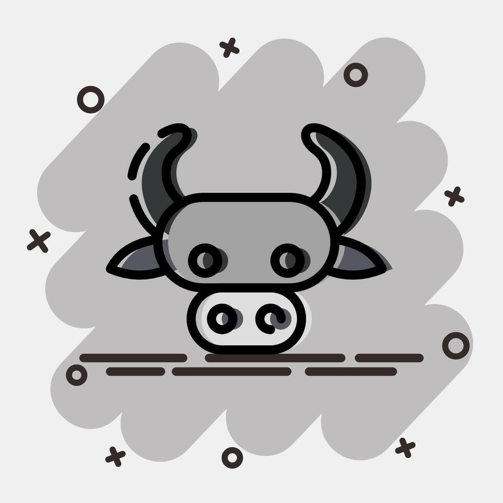 Icon taurus the bull. Zodiac horoscope elements. Icon in comic style. vector