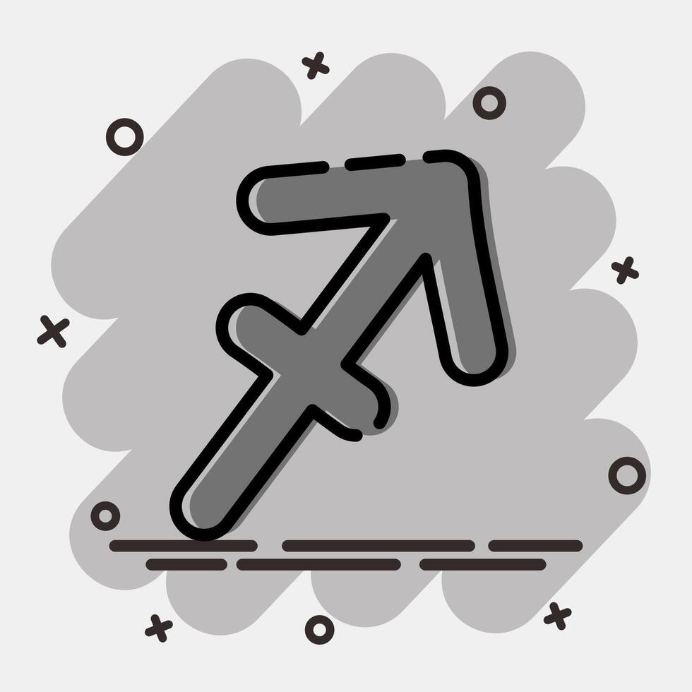 Icon sagitarius. Zodiac horoscope elements. Icon in comic style. vector