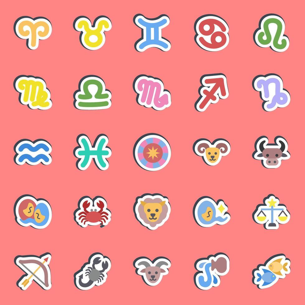 Sticker set of zodiac horoscope. Zodiac horoscope elements. vector