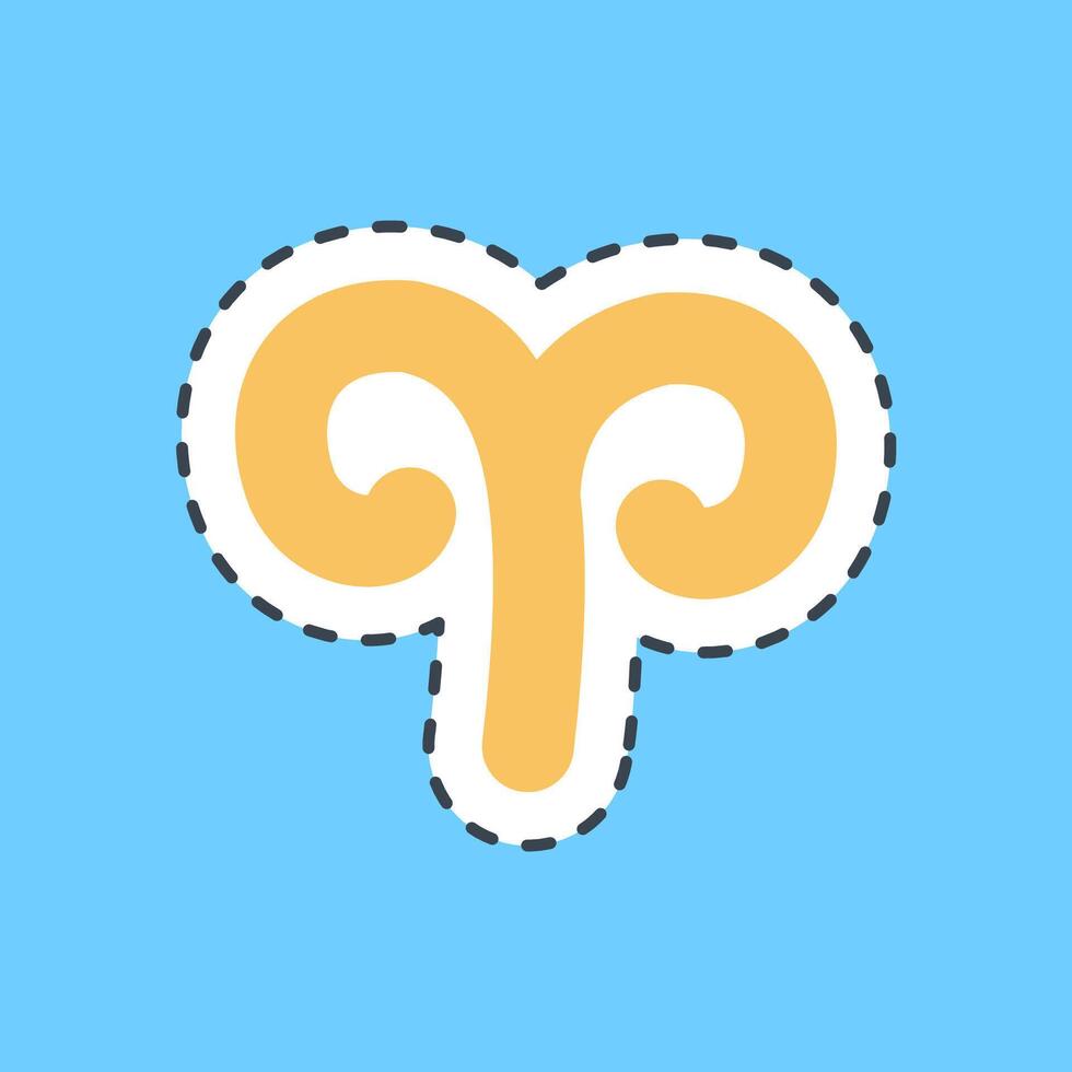 Cutting line sticker aries. Zodiac horoscope elements. vector