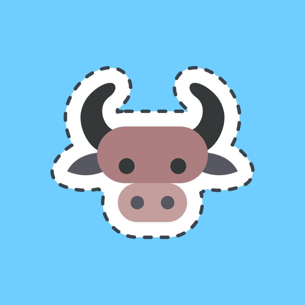 Cutting line sticker taurus the bull. Zodiac horoscope elements. vector