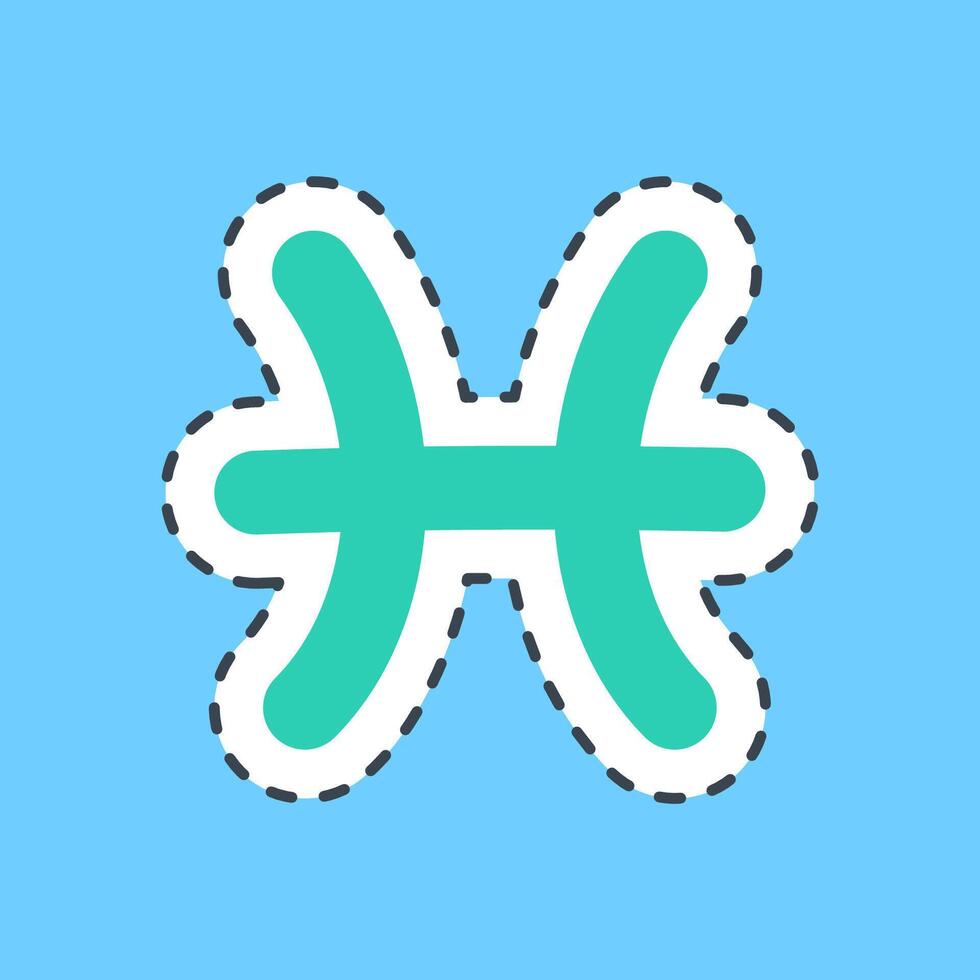 Cutting line sticker pisces. Zodiac horoscope elements. vector