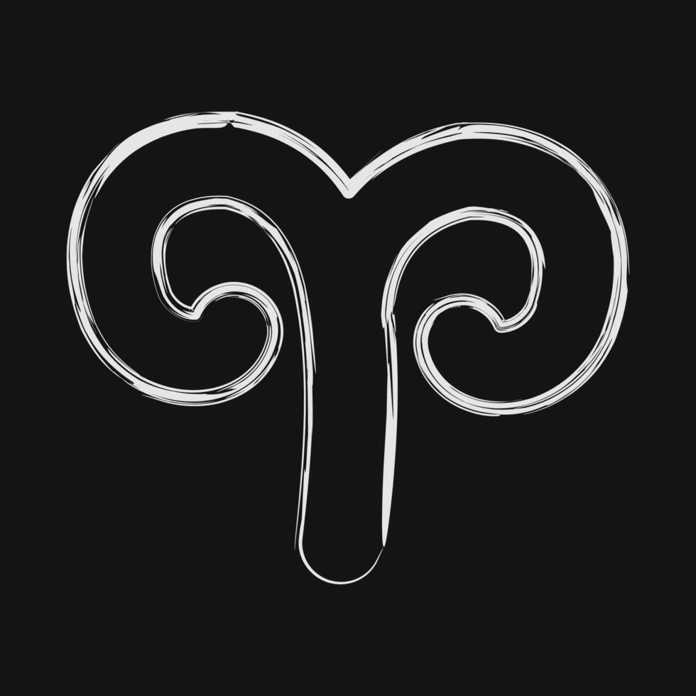 Icon aries. Zodiac horoscope elements. Icon in chalk style. vector