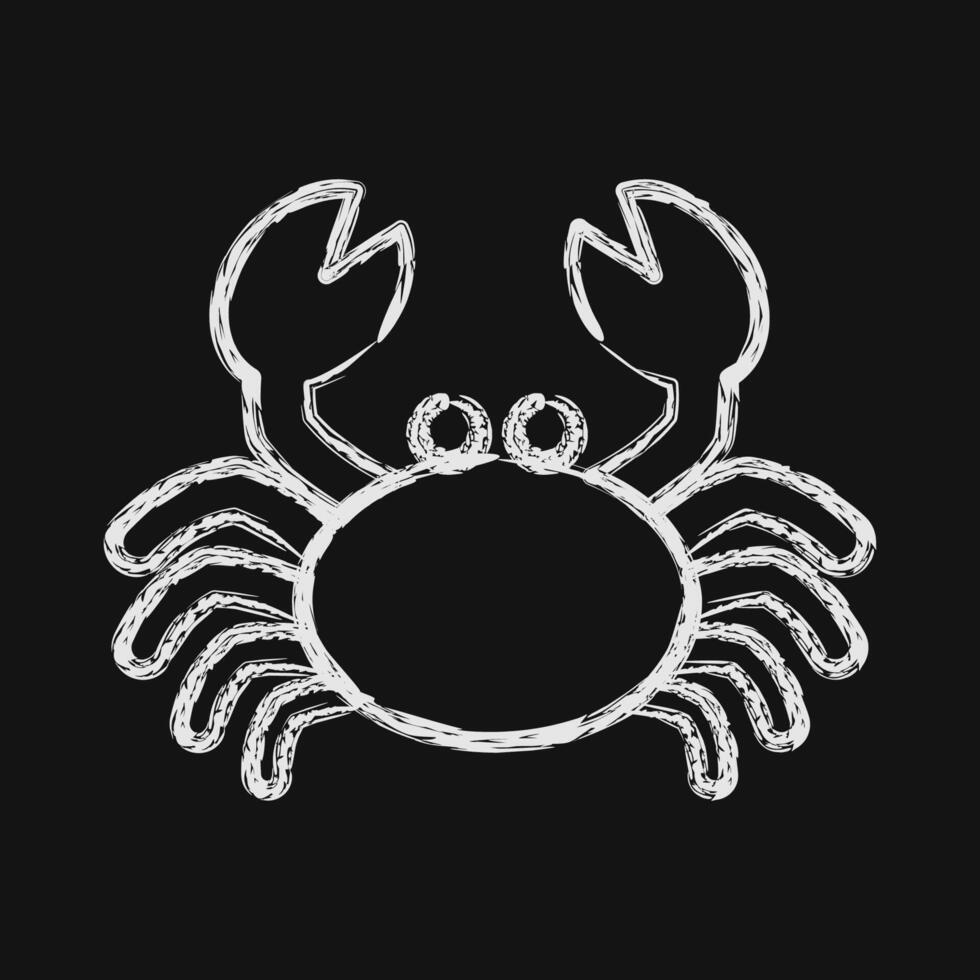 Icon cancer the crab. Zodiac horoscope elements. Icon in chalk style. vector