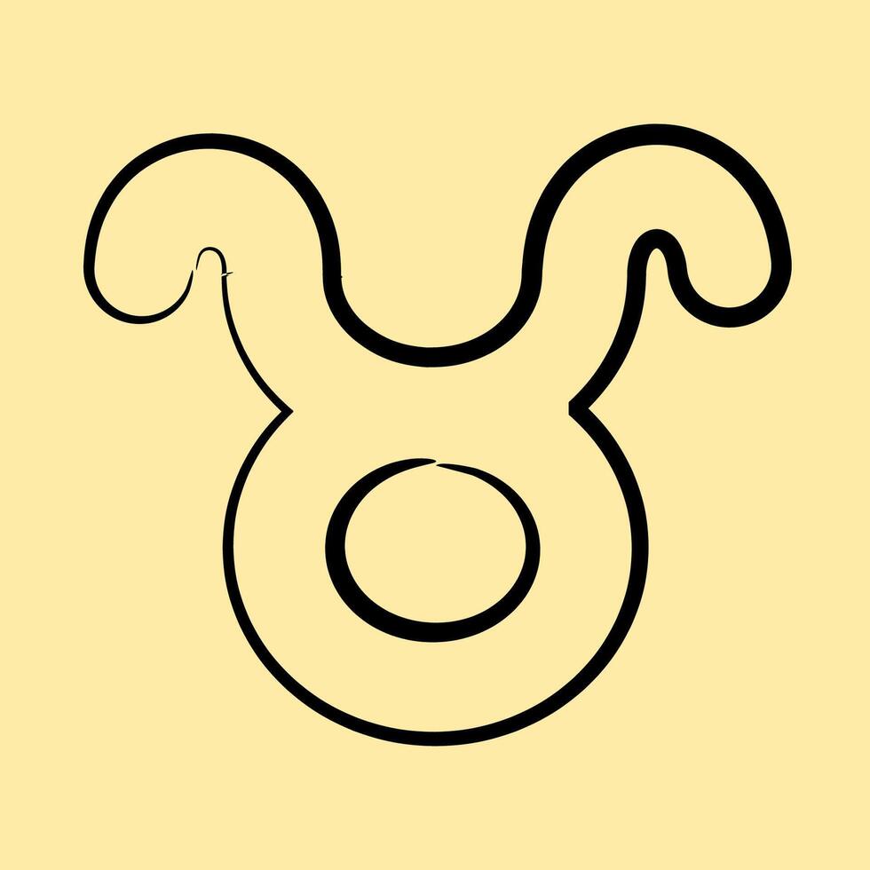 Icon taurus. Zodiac horoscope elements. Icon in hand drawn style. vector