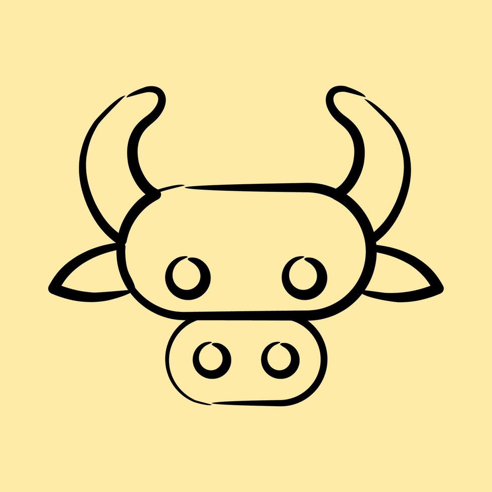 Icon taurus the bull. Zodiac horoscope elements. Icon in hand drawn style. vector