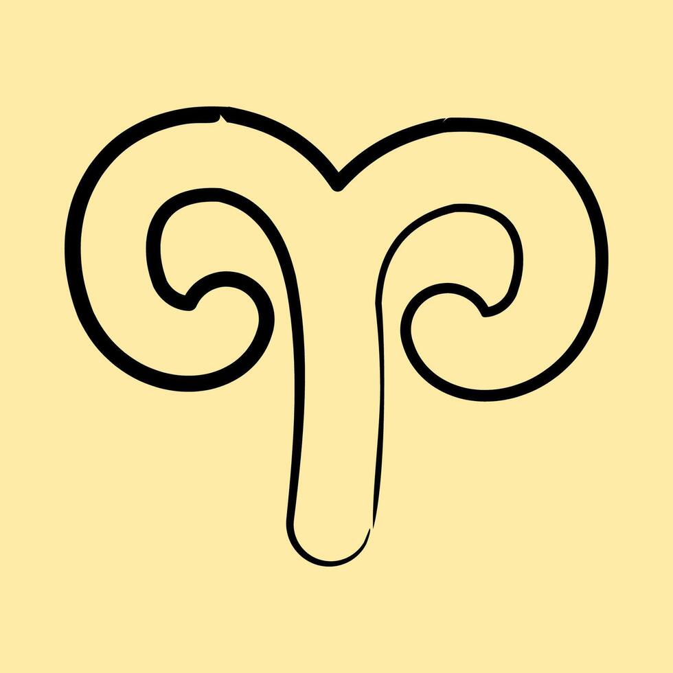 Icon aries. Zodiac horoscope elements. Icon in hand drawn style. vector
