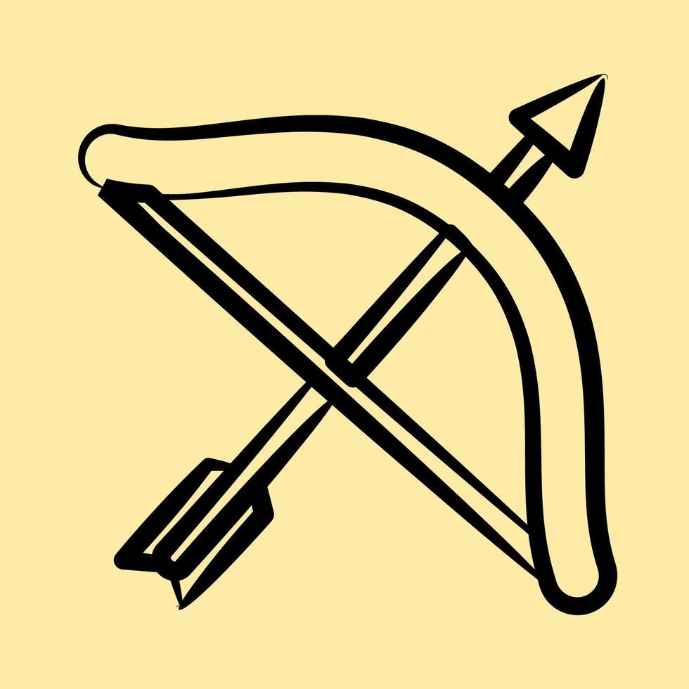 Icon sagitarius the archer. Zodiac horoscope elements. Icon in hand drawn style. vector