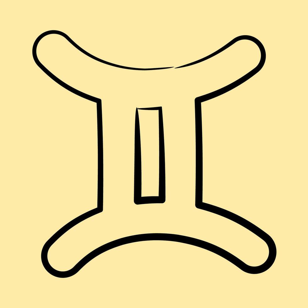 Icon gemini. Zodiac horoscope elements. Icon in hand drawn style. vector