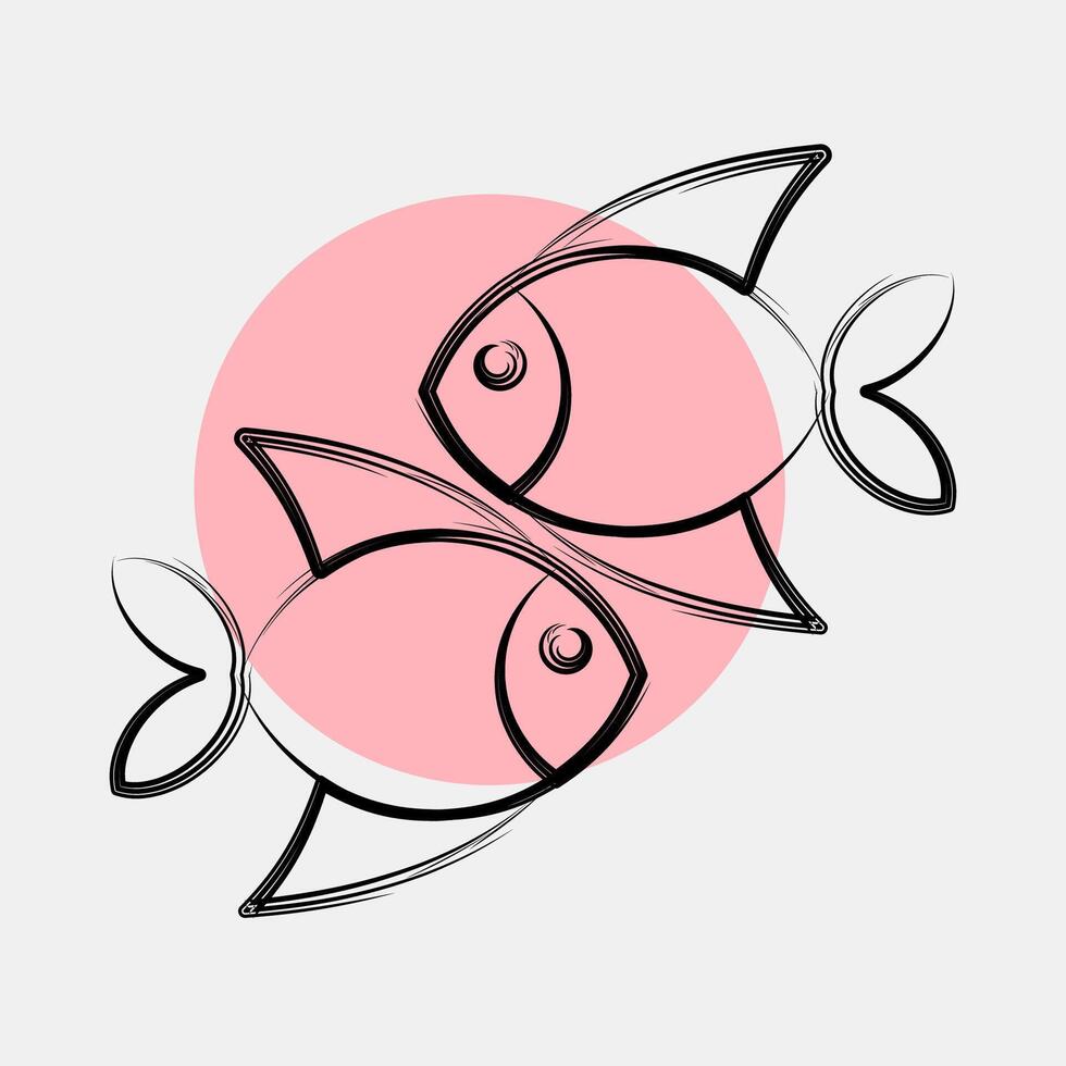 Icon pisces the fishes. Zodiac horoscope elements. Icon in color spot style. vector
