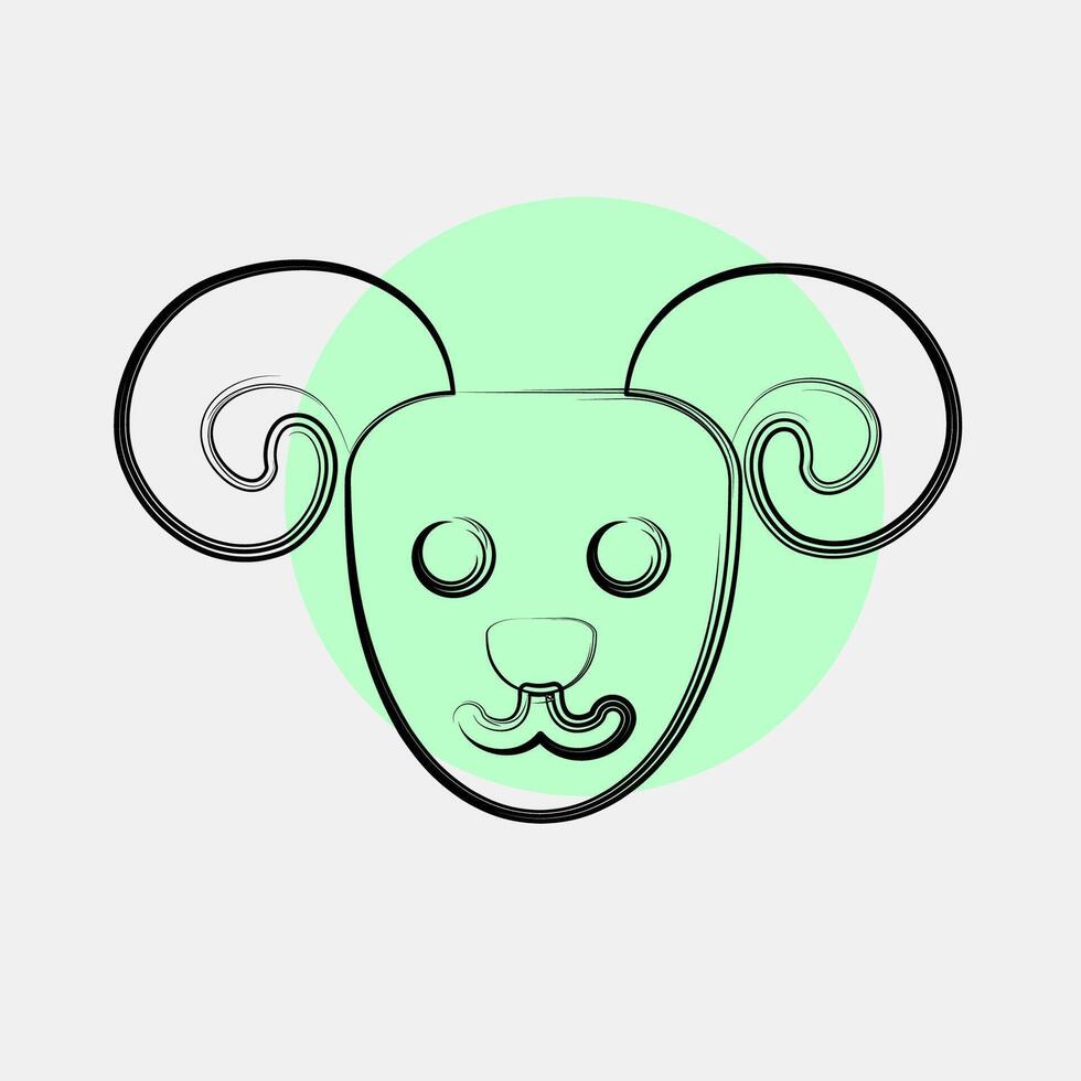 Icon aries the ram. Zodiac horoscope elements. Icon in color spot style. vector