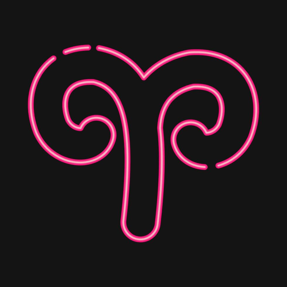 Icon aries. Zodiac horoscope elements. Icon in neon style. vector