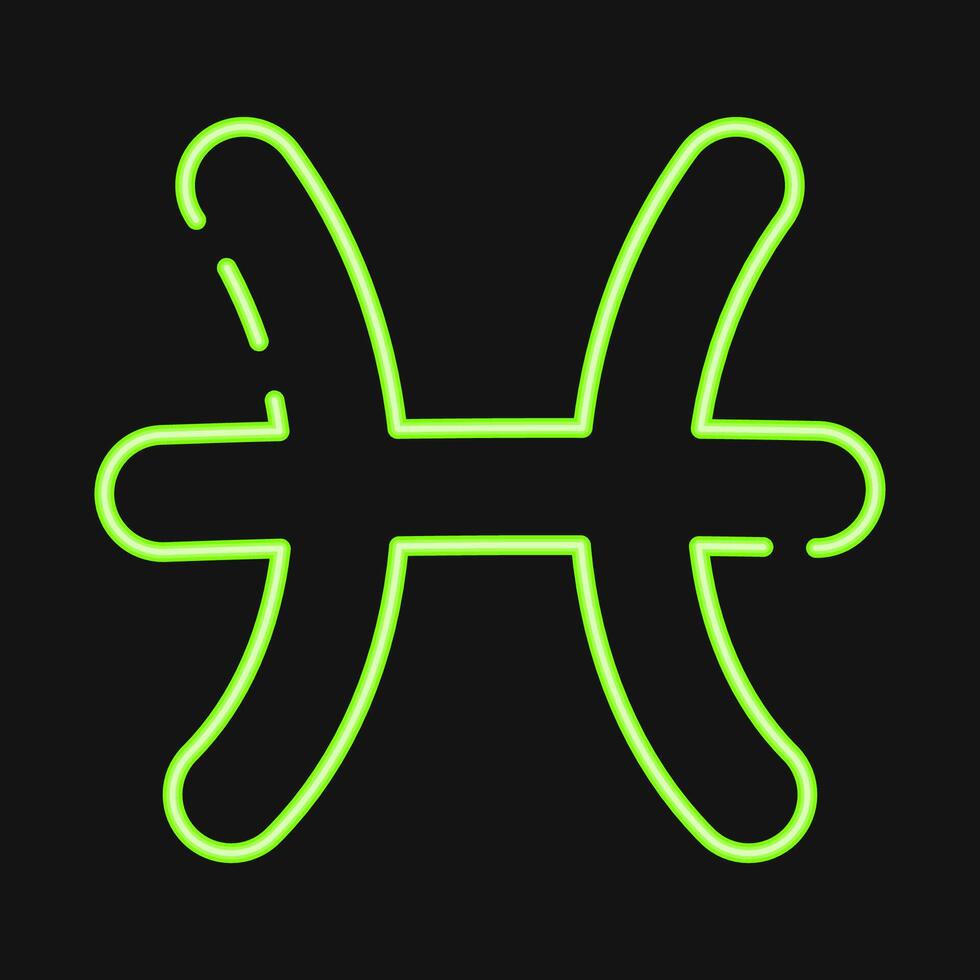 Icon pisces. Zodiac horoscope elements. Icon in neon style. vector