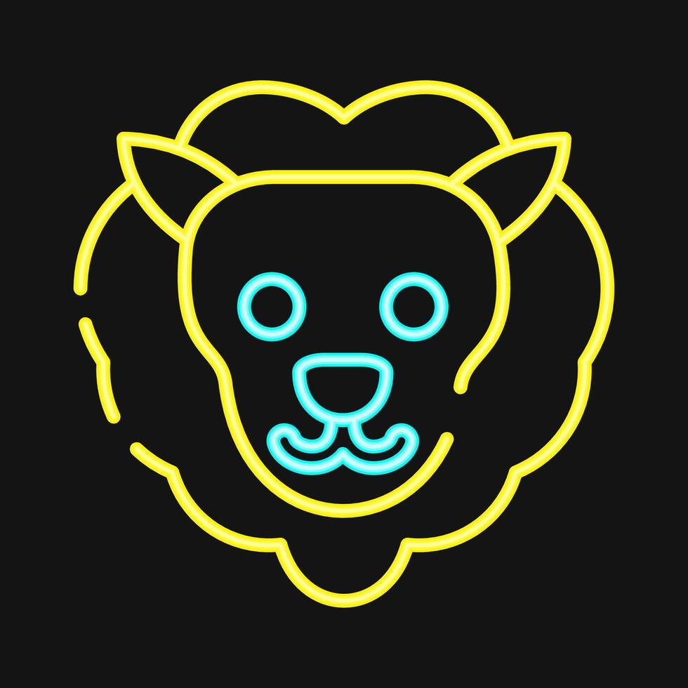 Icon leo the lion. Zodiac horoscope elements. Icon in neon style. vector