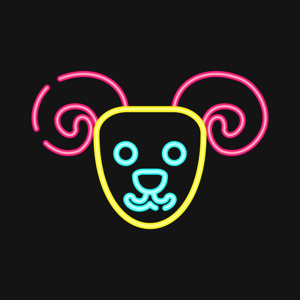 Icon aries the ram. Zodiac horoscope elements. Icon in neon style. vector