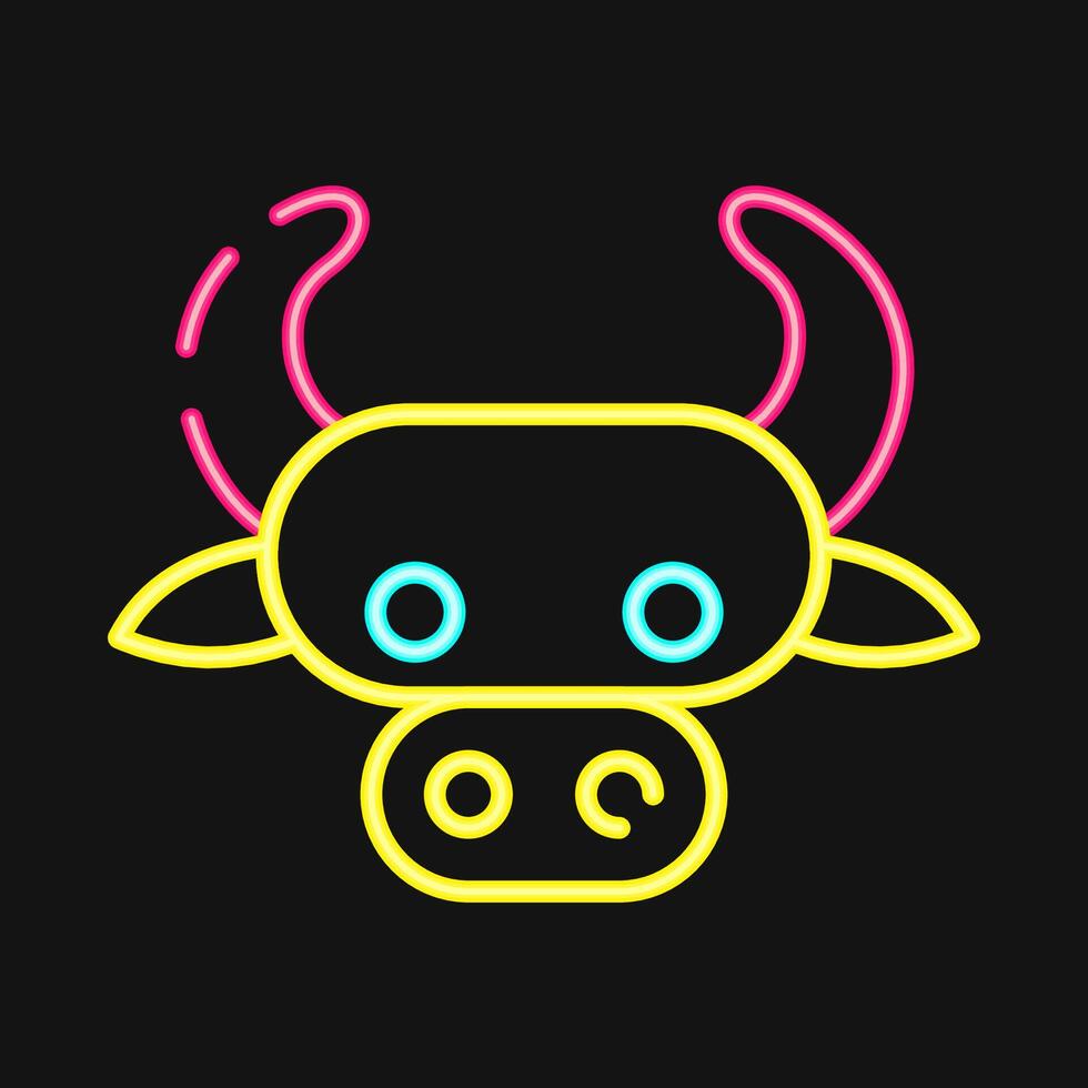 Icon taurus the bull. Zodiac horoscope elements. Icon in neon style. vector