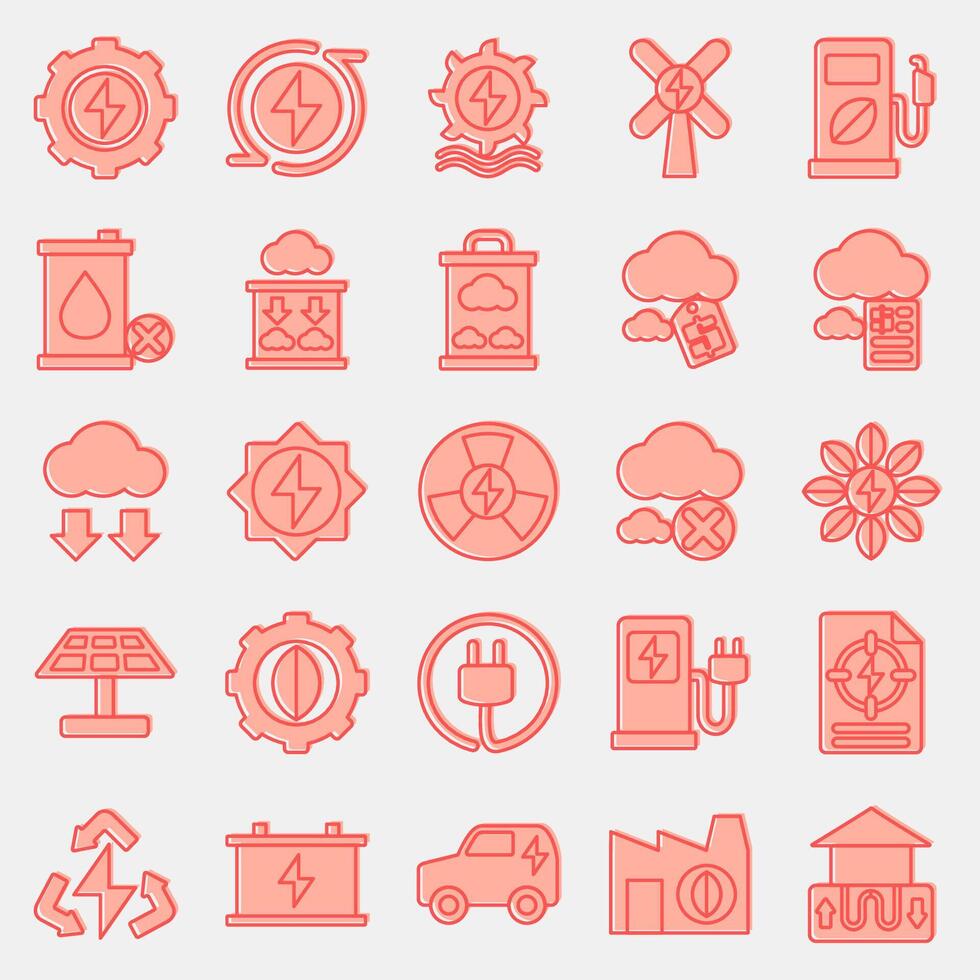 Icon set of renewable energy. Renewable energy elements. Icon in two tone style. vector
