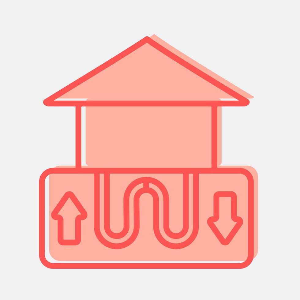 Icon geothermal heat pump. Renewable energy elements. Icon in two tone style. vector