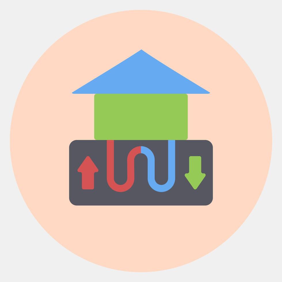 Icon geothermal heat pump. Renewable energy elements. Icon in color mate style. vector