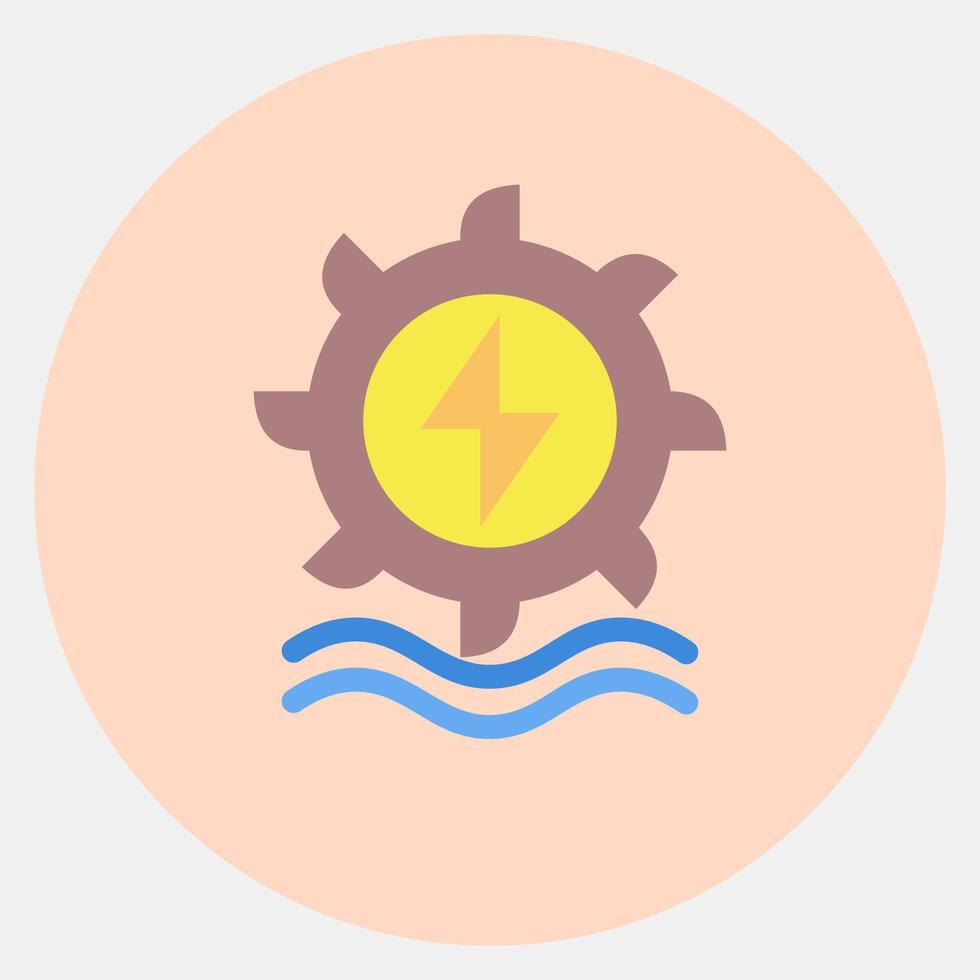 Icon hydro power. Renewable energy elements. Icon in color mate style. vector