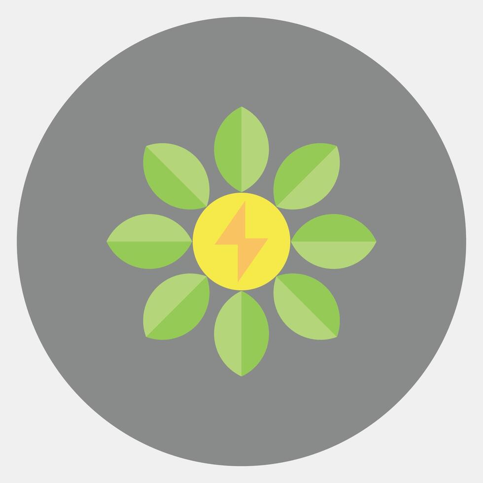 Icon power of nature. Renewable energy elements. Icon in color mate style. vector