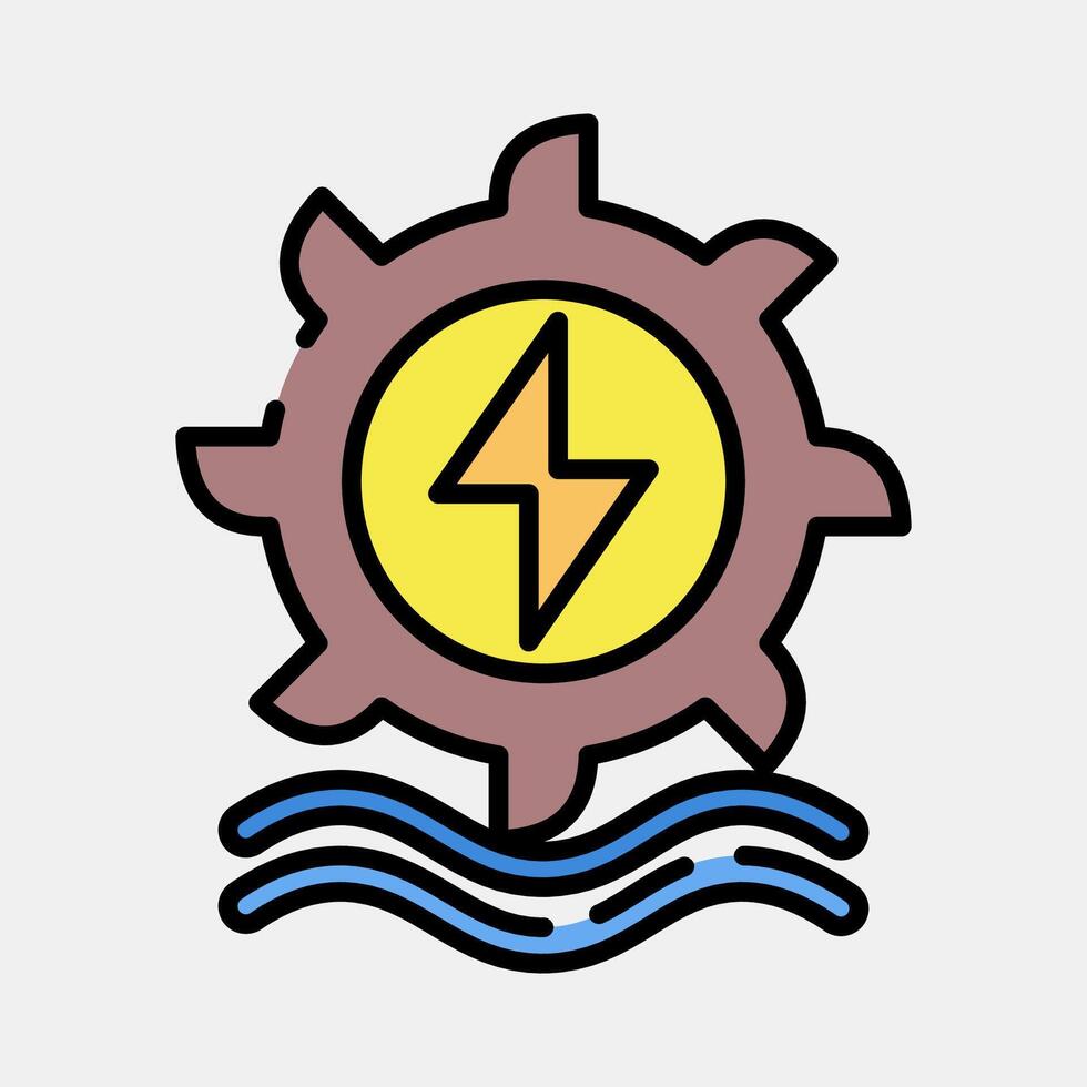 Icon hydro power. Renewable energy elements. Icon in filled line style. vector