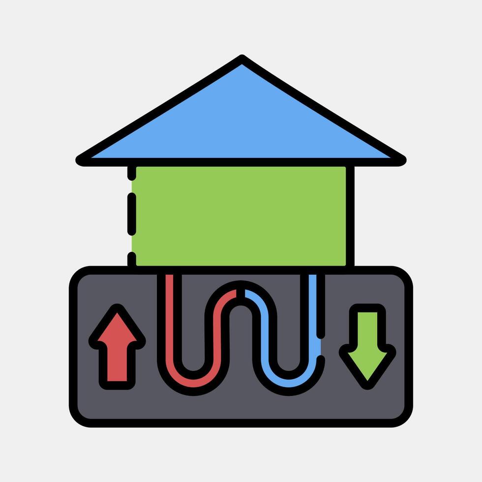 Icon geothermal heat pump. Renewable energy elements. Icon in filled line style. vector