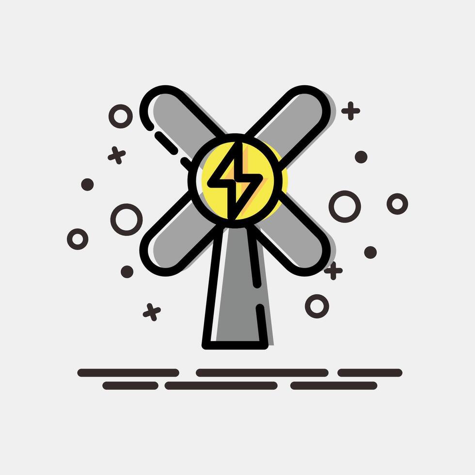 Icon wind energy. Renewable energy elements. Icon in MBE style. vector