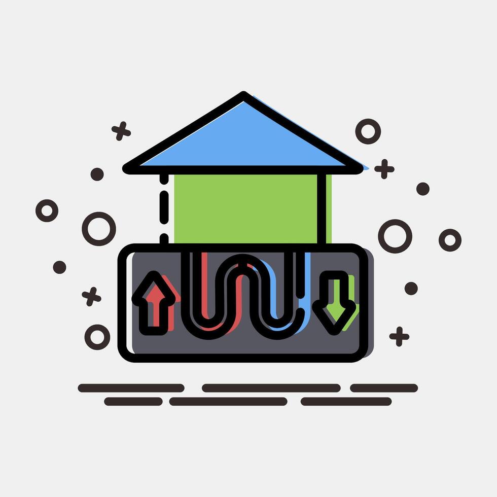 Icon geothermal heat pump. Renewable energy elements. Icon in MBE style. vector