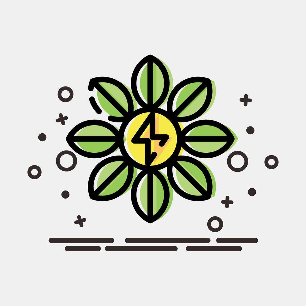 Icon power of nature. Renewable energy elements. Icon in MBE style. vector