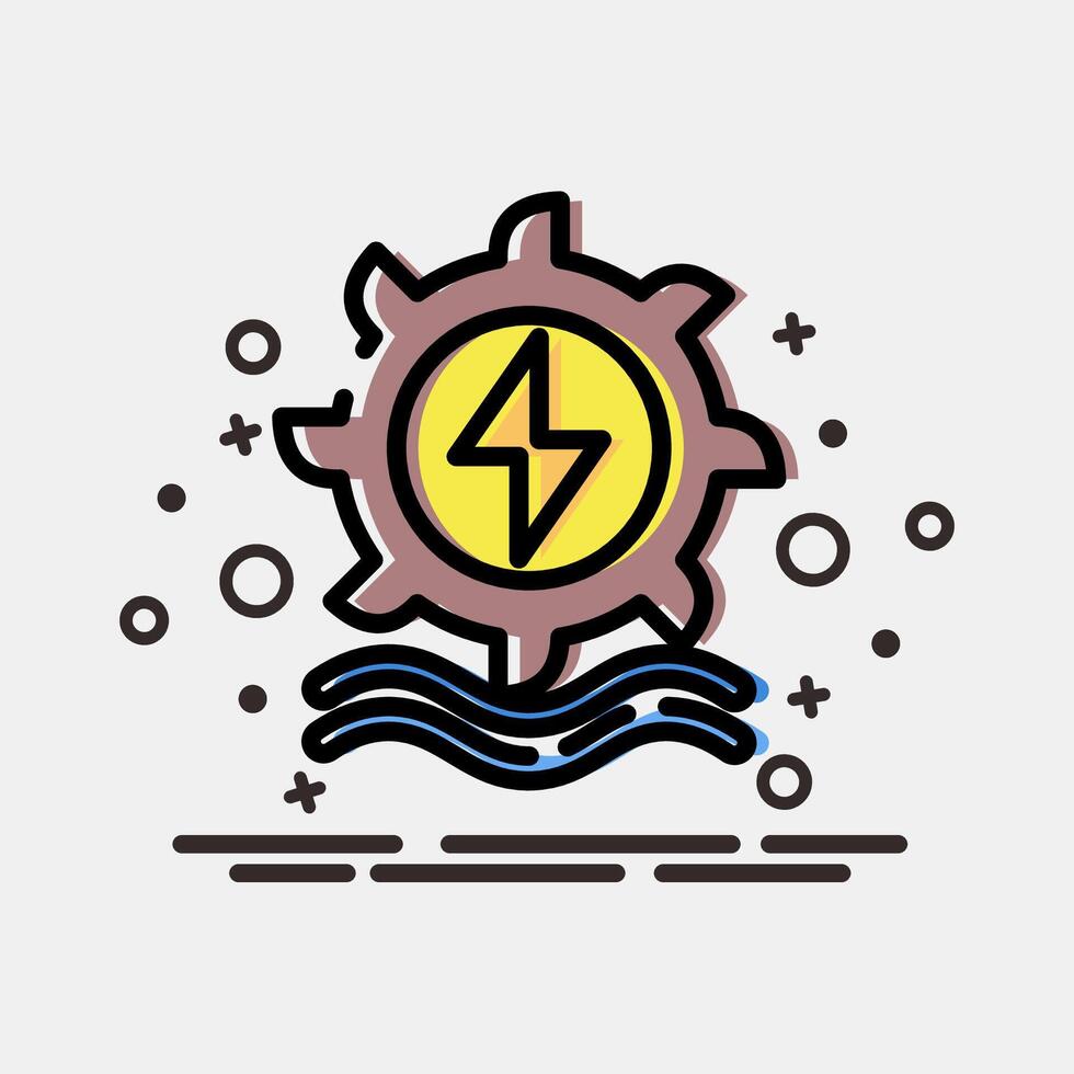 Icon hydro power. Renewable energy elements. Icon in MBE style. vector