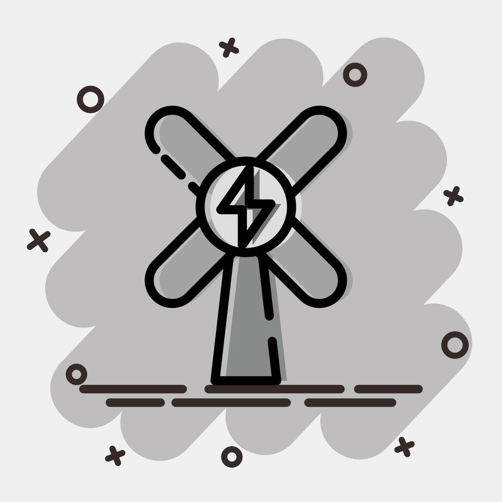 Icon wind energy. Renewable energy elements. Icon in comic style. vector