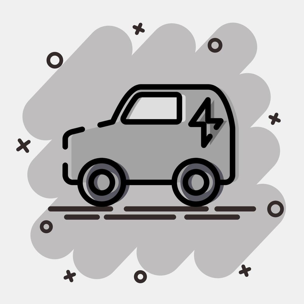 Icon electronic vehicle. Renewable energy elements. Icon in comic style. vector