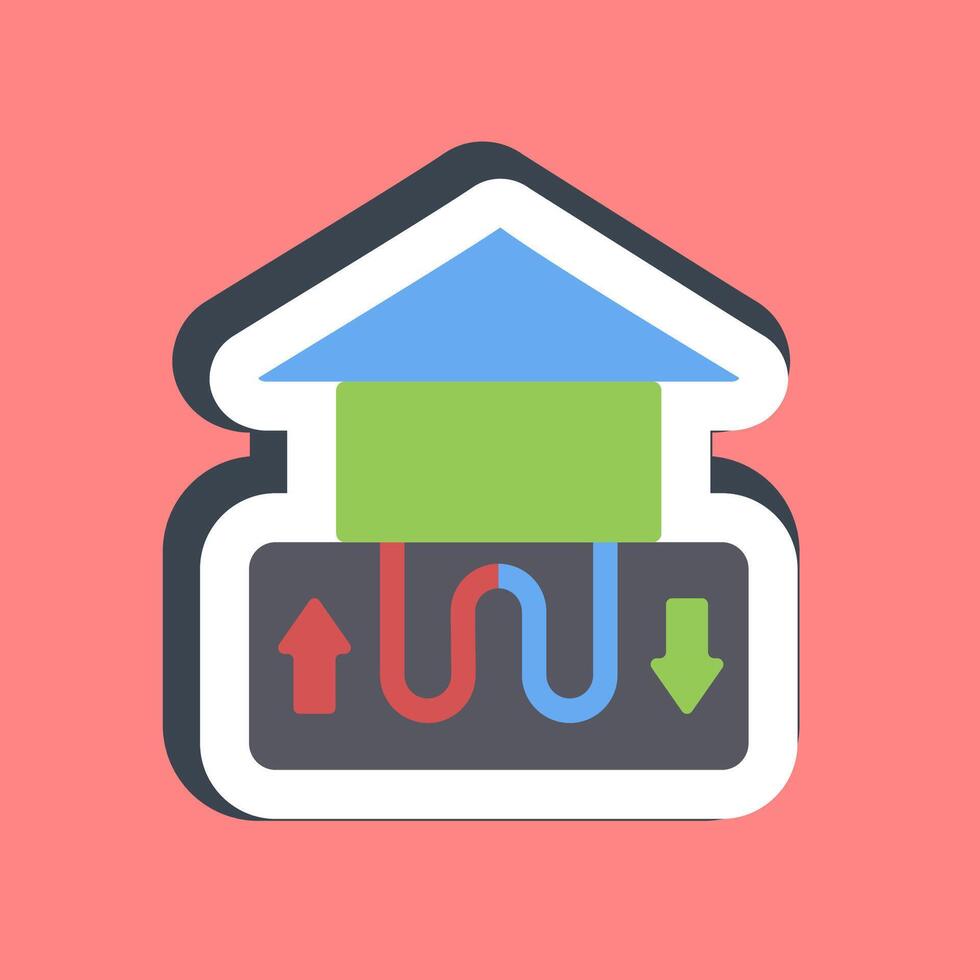 Sticker geothermal heat pump. Renewable energy elements. vector