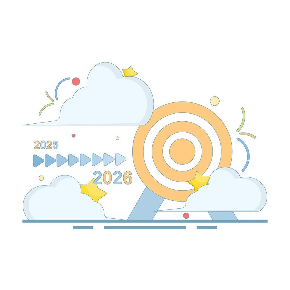 next year resolution concept. Next year business planning. Goals for 2026, year 2026 and thoughts about the future. process or progress and improvement. flat style design illustration. vector
