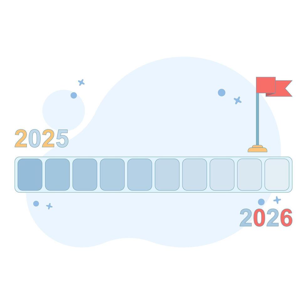 next year resolution concept. Next year business planning. Goals for 2026, year 2026 and thoughts about the future. process or progress and improvement. flat cartoon design illustration. vector