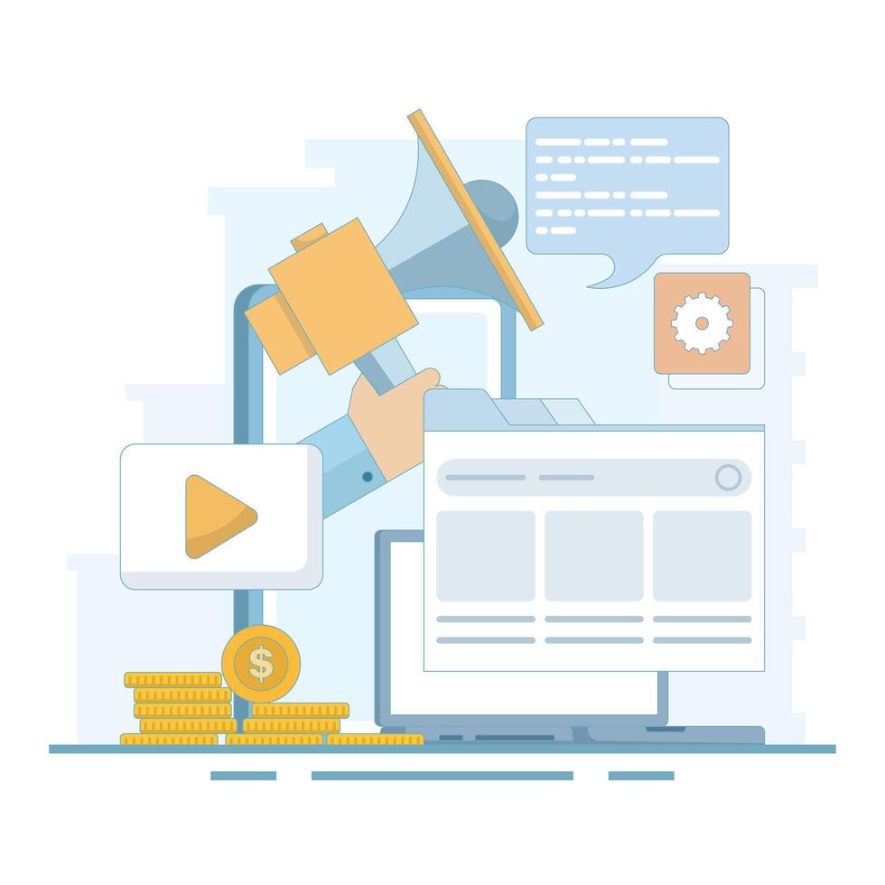 Marketing. marketing strategy, business, news, promotion, promo, courses, support. content marketing, marketing strategy. digital marketing tools. flat design illustration. vector
