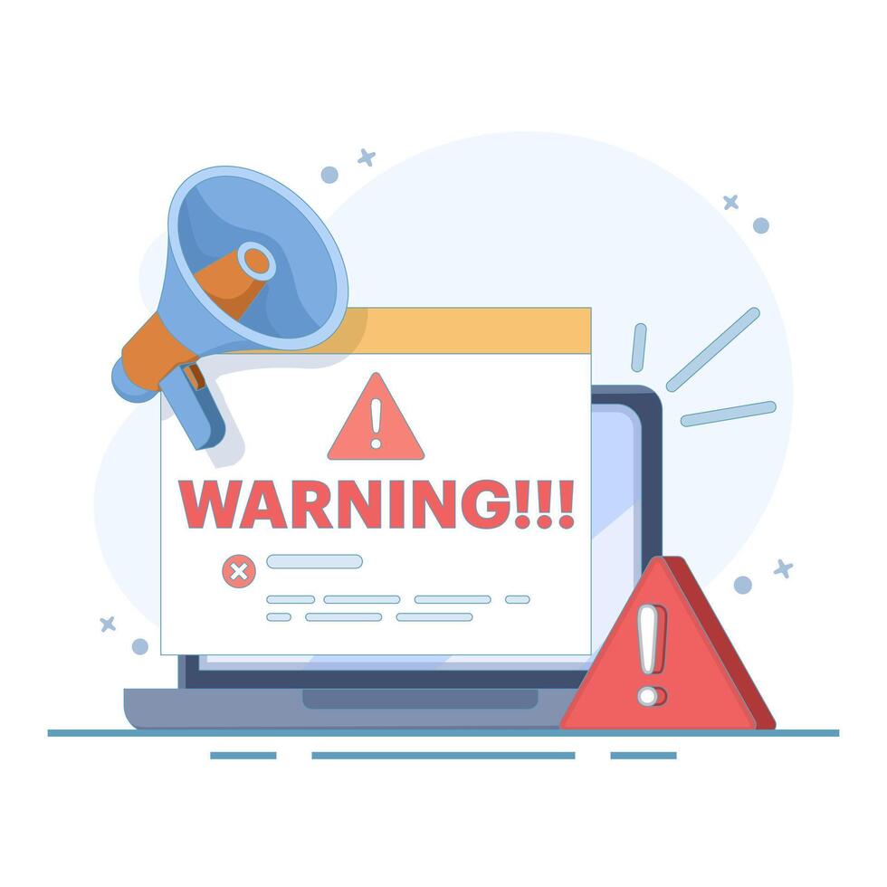 Concept of warning system, notification in case of danger and error. danger sign or alarm. system error notification. protection and prevention system. flat design illustration vector
