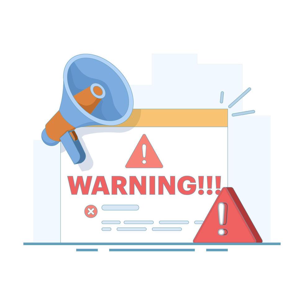 Concept of warning system, notification in case of danger and error. danger sign or alarm. system error notification. protection and prevention system. flat style design illustration vector