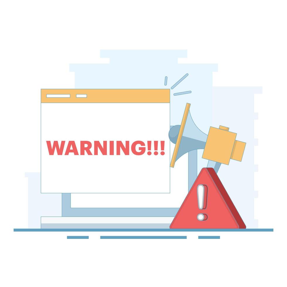 Concept of warning system, notification in case of danger and error. danger sign or alarm. system error notification. protection and prevention system. flat style illustration vector
