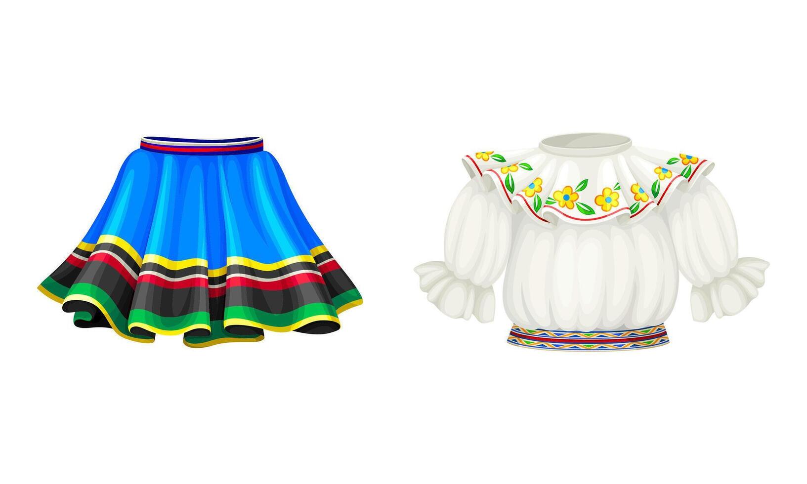 Ecuador national symbols set. Traditional national costume illustration vector